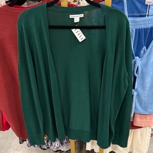 Amazon Essentials Dark Green Open-Front Cardigan Sweater